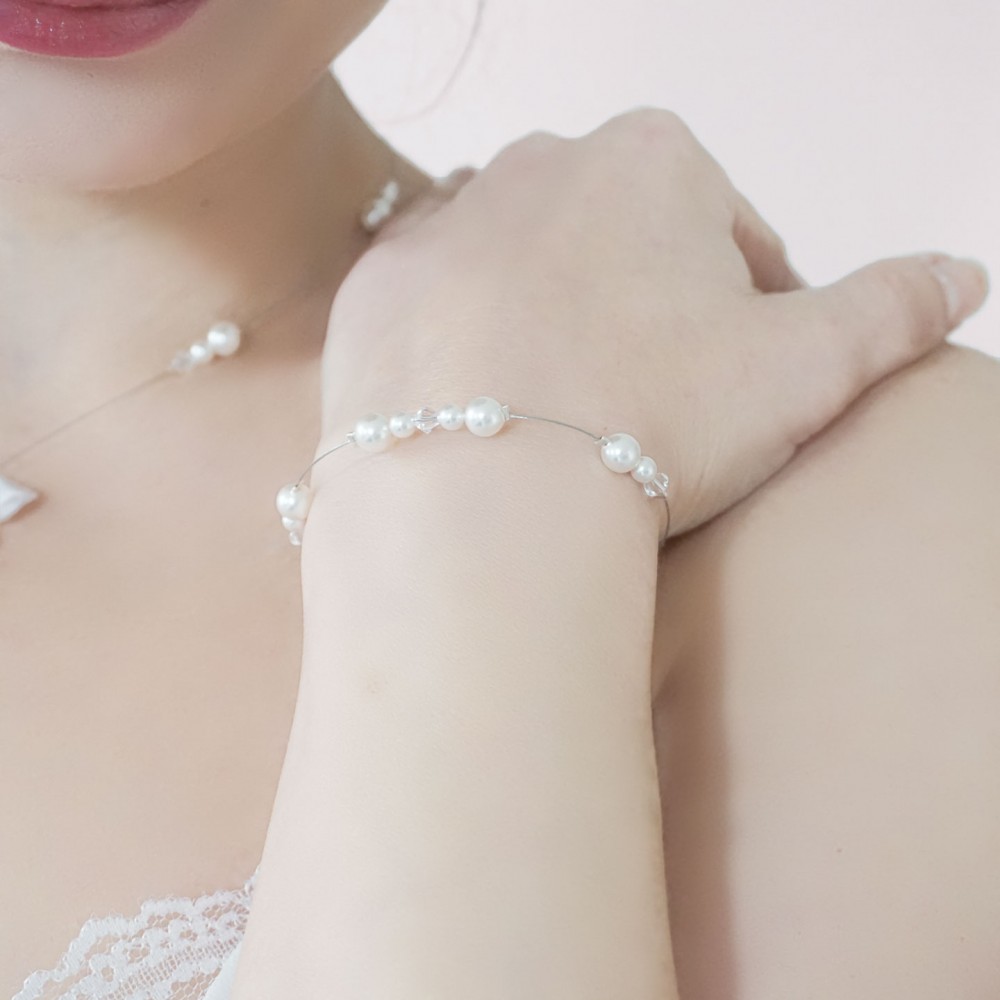 bracelet perles ivoire blanc mariée mariage