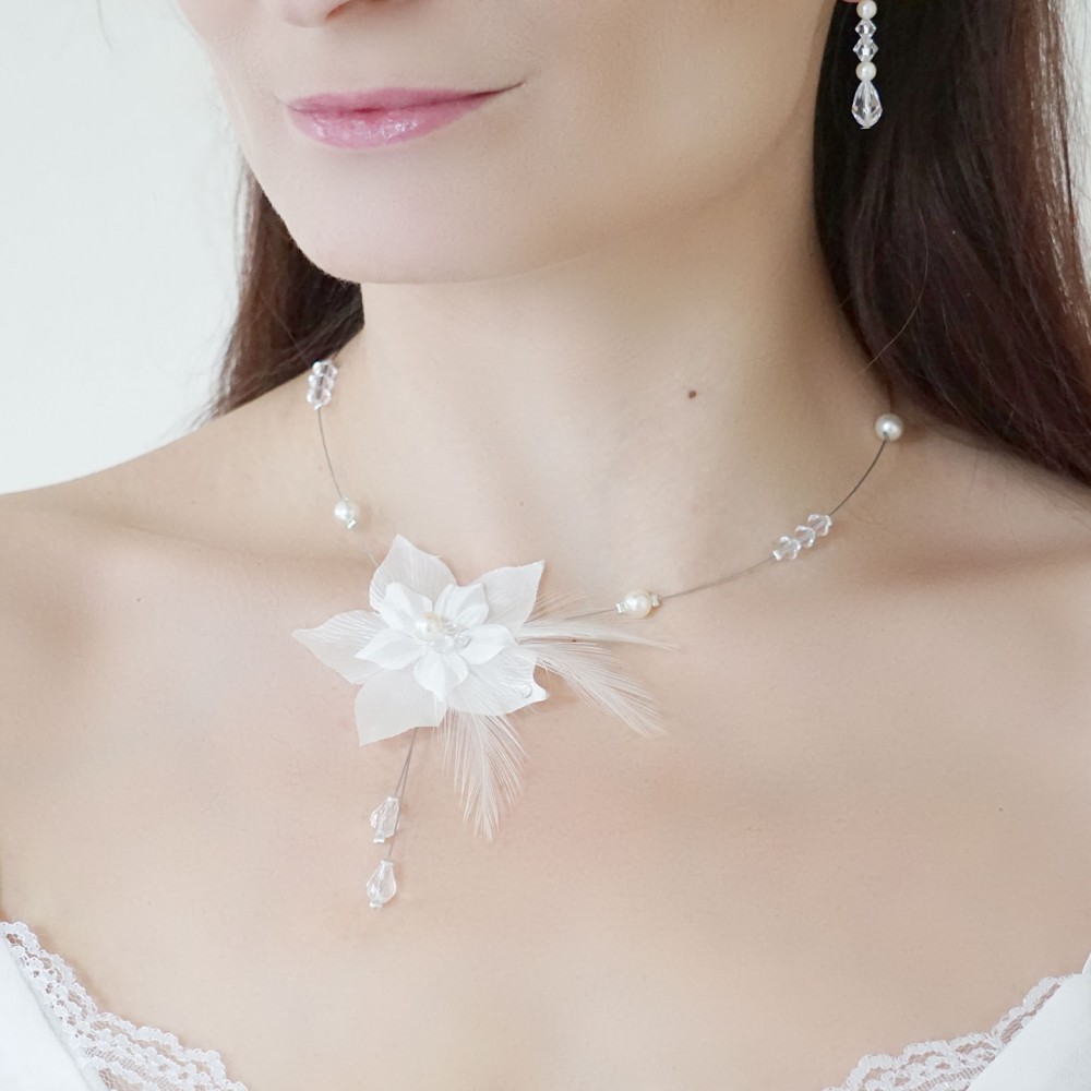 "ADALINE" collier de mariée à fleur